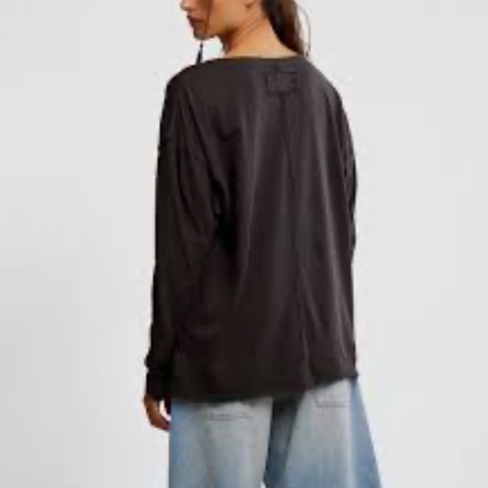 NWT Free People We the Free Black Cotton Slouchy Top - Sz Sm, Effortless boho